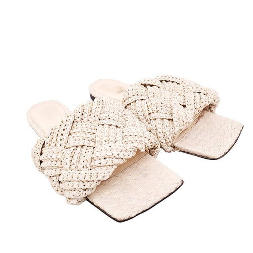 BOTTEGA VENETA WOVEN FABRIC MULES - SIZE 37.5