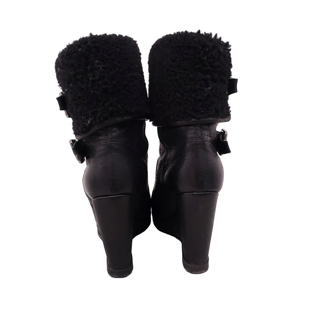 CHRISTIAN DIOR SHEARLING PLATFORM BOOTS - SIZE 37.5