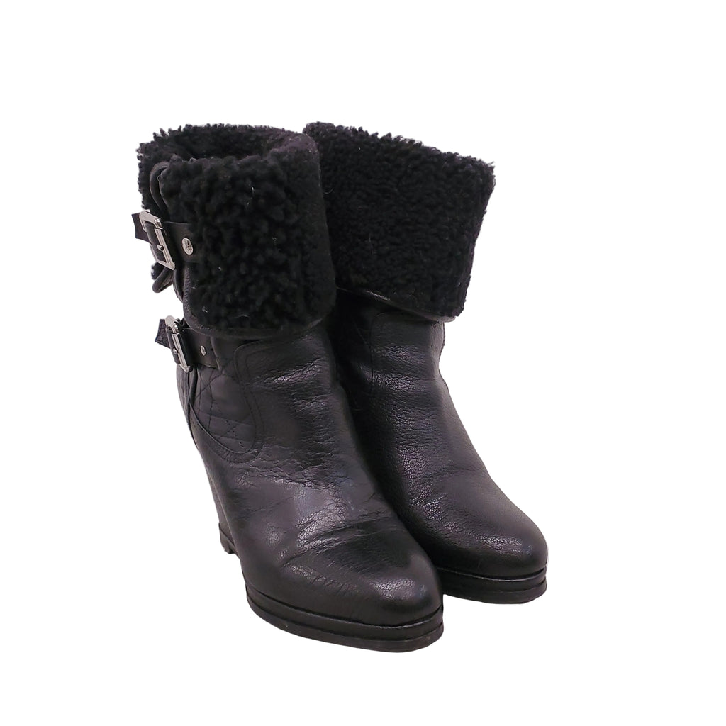CHRISTIAN DIOR SHEARLING PLATFORM BOOTS - SIZE 37.5