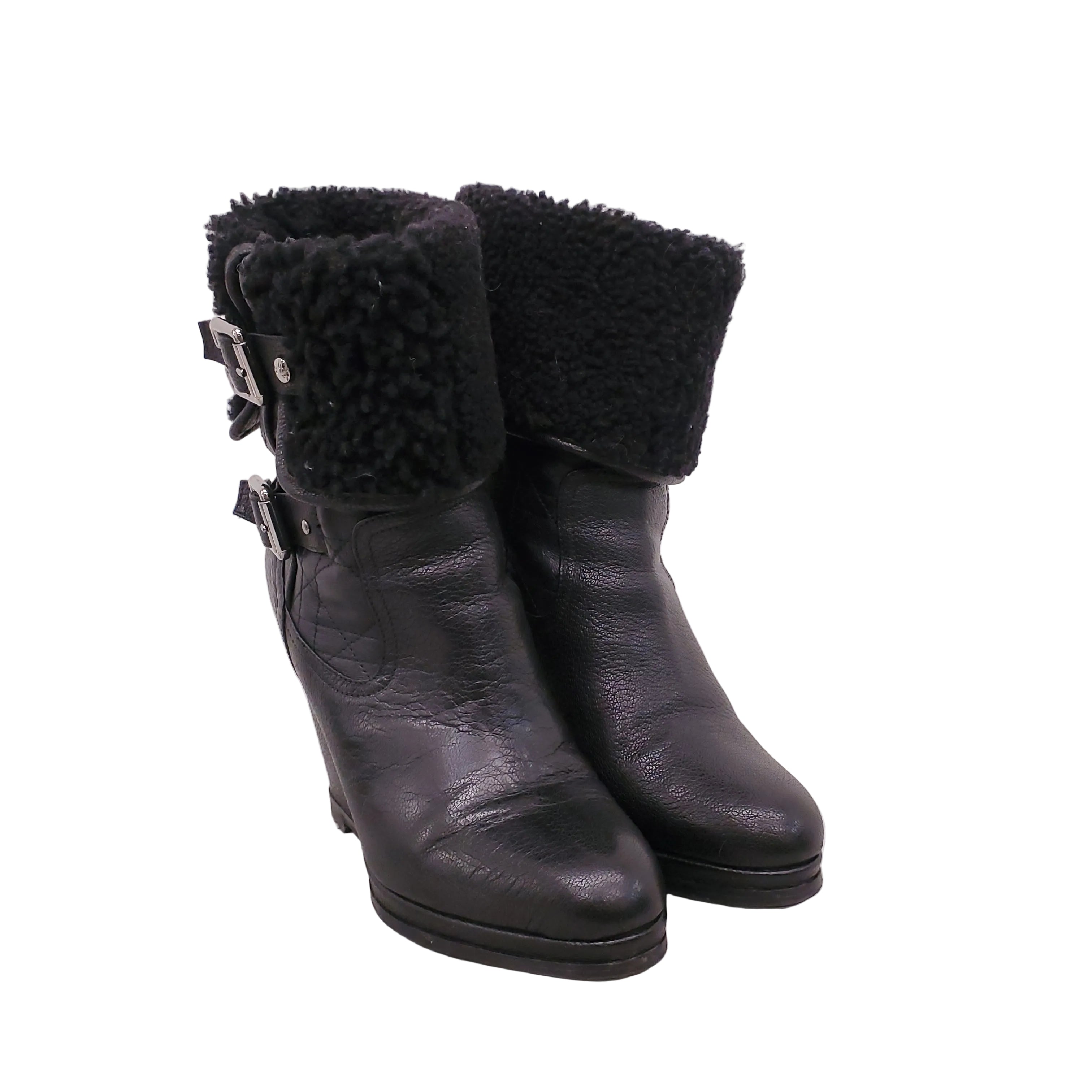 CHRISTIAN DIOR SHEARLING PLATFORM BOOTS - SIZE 37.5