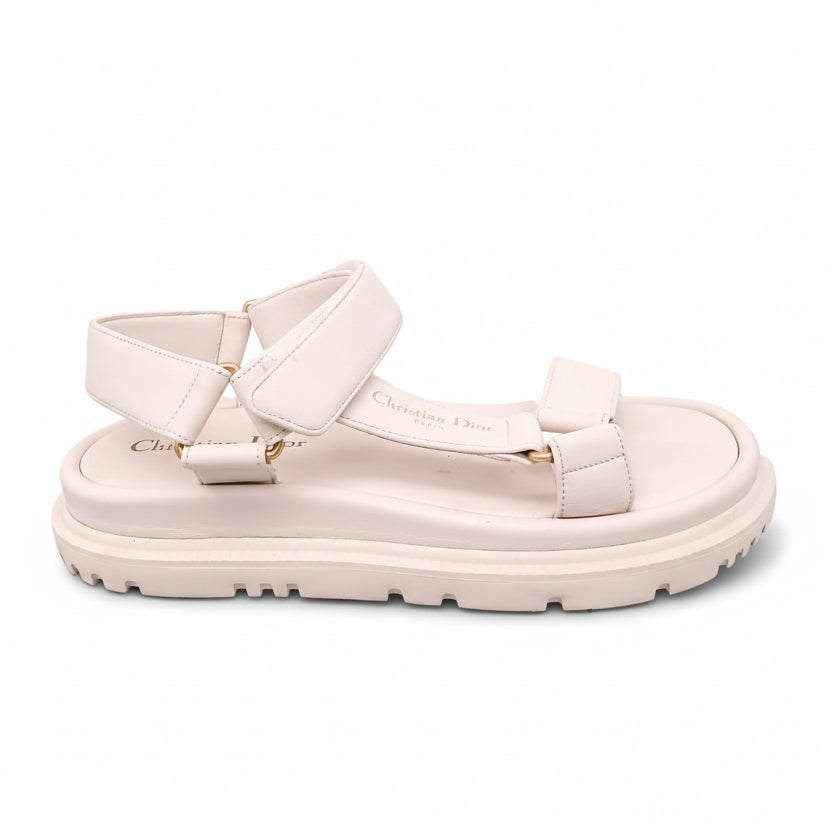 CHRISTIAN DIOR CREAM LOGO DAD SANDALS - SIZE 37