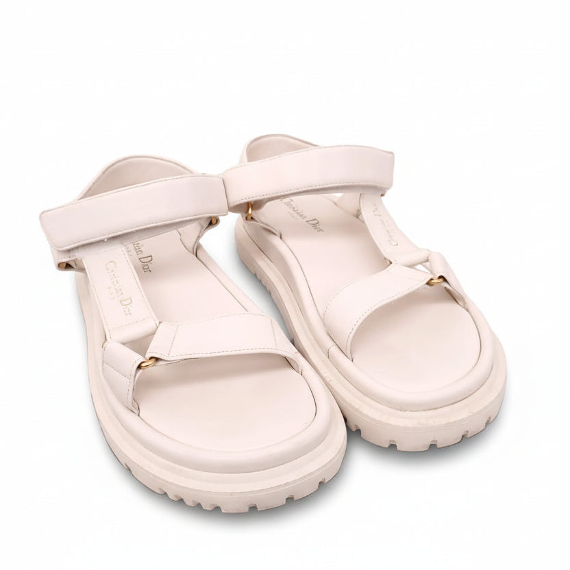 CHRISTIAN DIOR CREAM LOGO DAD SANDALS - SIZE 37