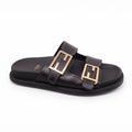 FENDI BLACK LOGO DAD SANDALS - SIZE 36.5