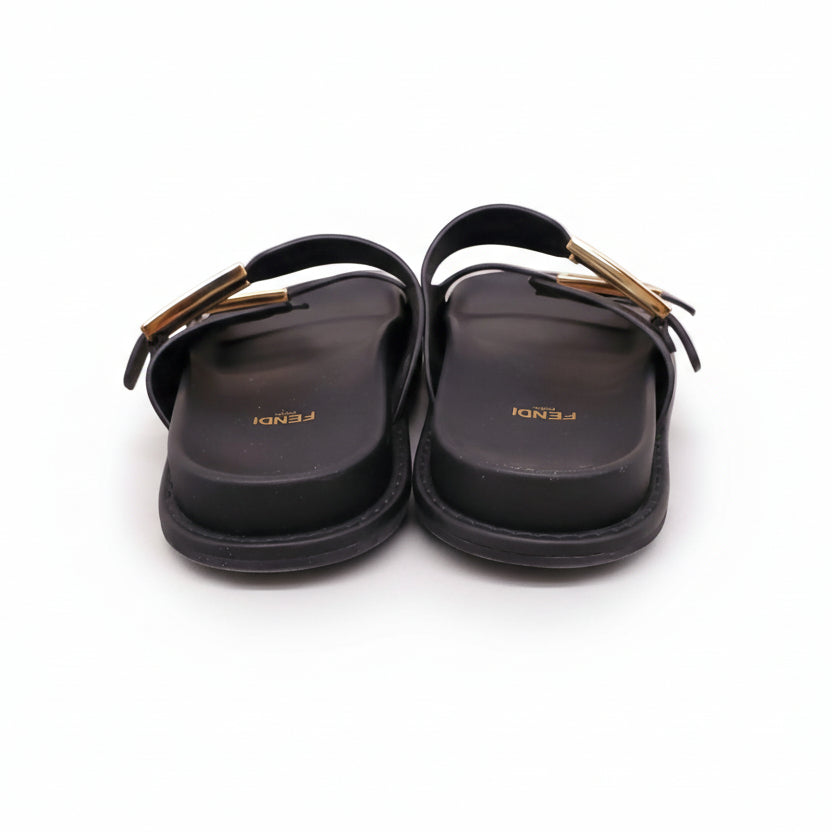 FENDI BLACK LOGO DAD SANDALS - SIZE 36.5