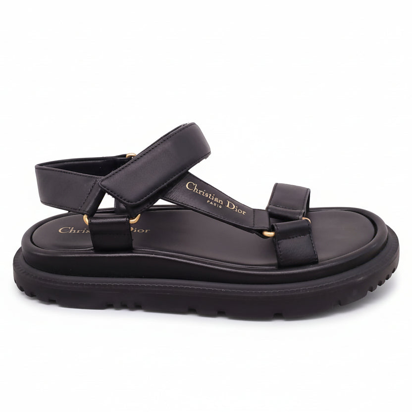 CHRISTIAN DIOR BLACK LOGO DAD SANDALS - SIZE 37