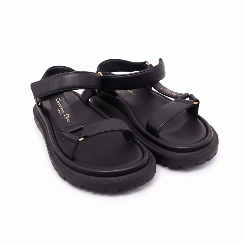 CHRISTIAN DIOR BLACK LOGO DAD SANDALS - SIZE 37