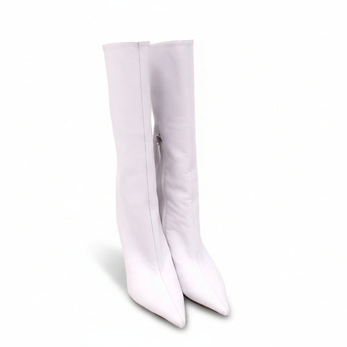 AMINA MAUDDI RAIN WHITE LEATHER BOOTS - SIZE 37.5
