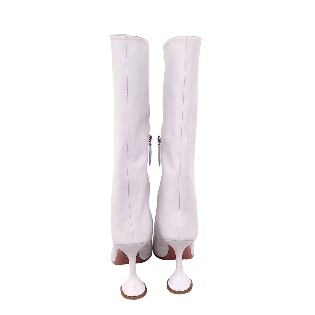 AMINA MAUDDI RAIN WHITE LEATHER BOOTS - SIZE 37.5
