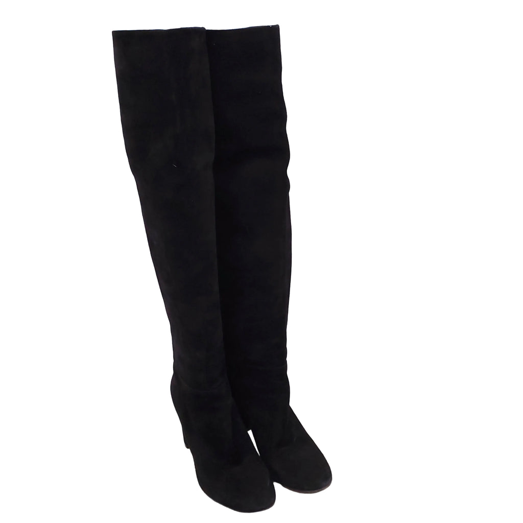 GIANVITTO ROSSI BLACK SUEDE KNEE HIGH BOOTS - SIZE 37.5