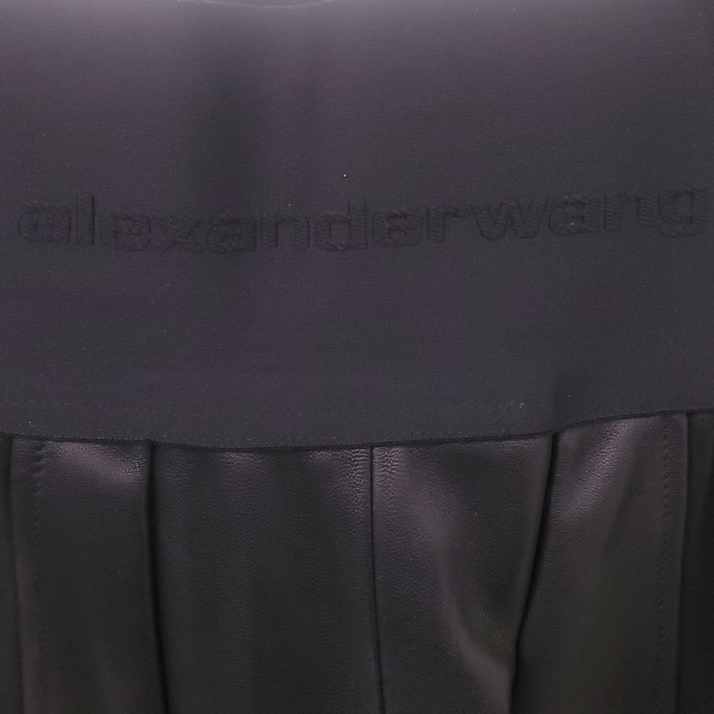 ALEXANDER WANG LEATHER ELASTIC WAISTBAND LOGO SHORTS - SIZE 0