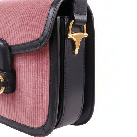 GUCCI PINK VELVET 1955 HORSEBIT BUCKLE SMALL BAG