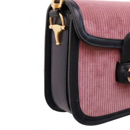 GUCCI PINK VELVET 1955 HORSEBIT BUCKLE SMALL BAG