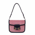 GUCCI PINK VELVET 1955 HORSEBIT BUCKLE SMALL BAG