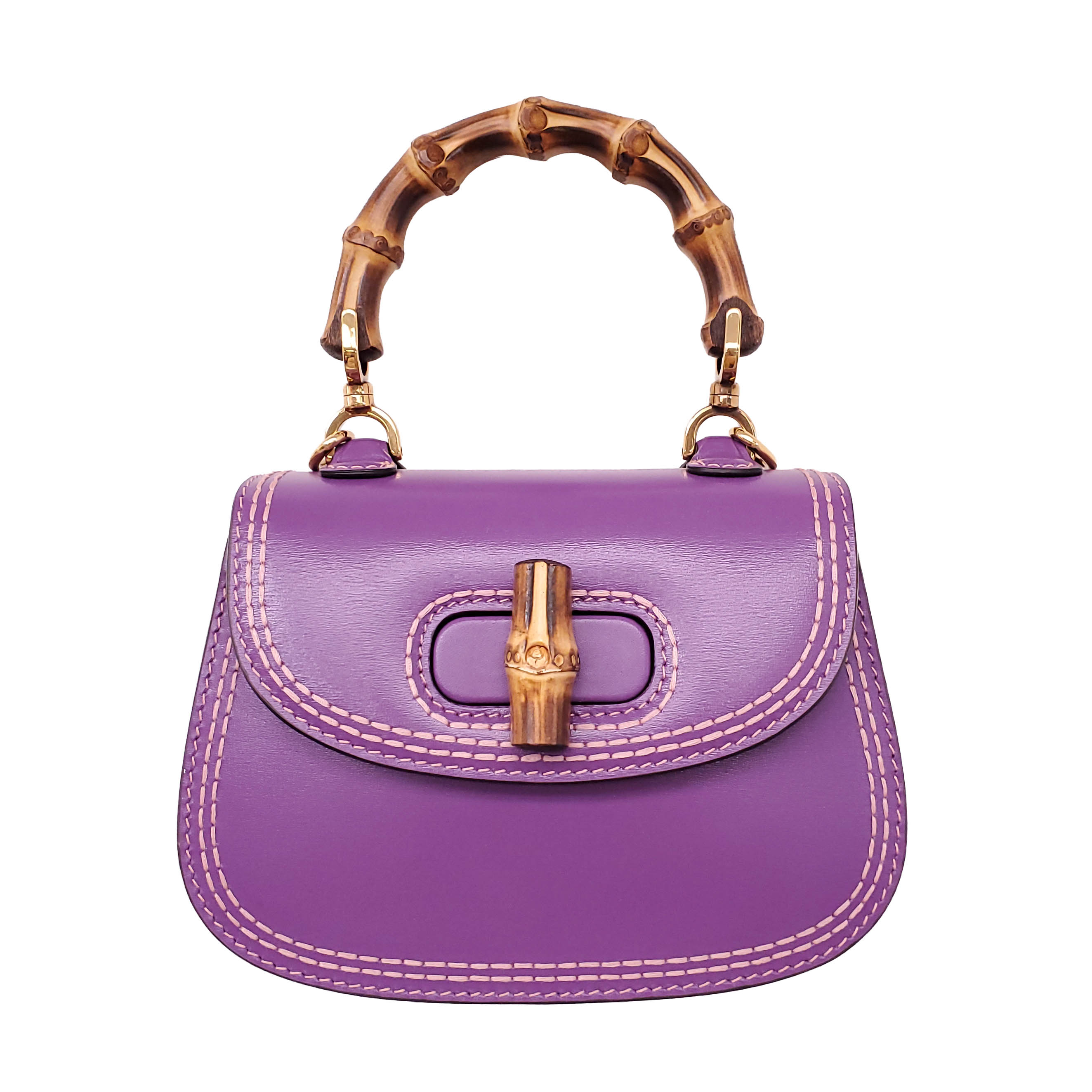 GUCCI PURPLE BAMBOO TOP HANGLE BAG