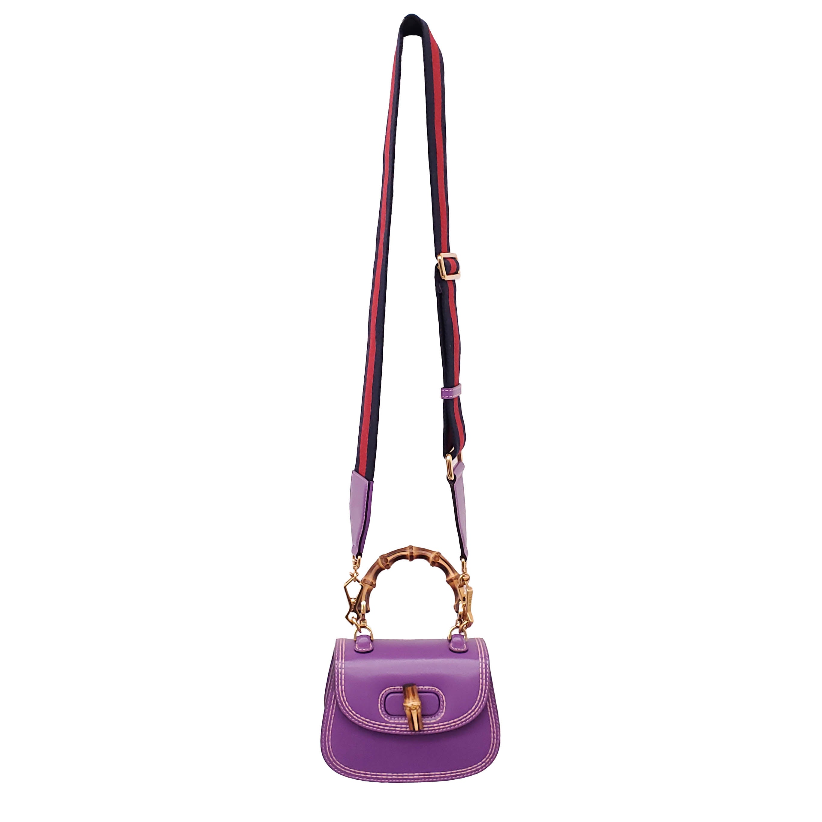 GUCCI PURPLE BAMBOO TOP HANGLE BAG