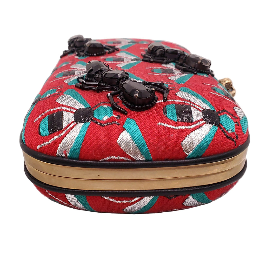 GUCCI EMBROIDERED BEE CLUTCH WITH SEQUIN DETAILS