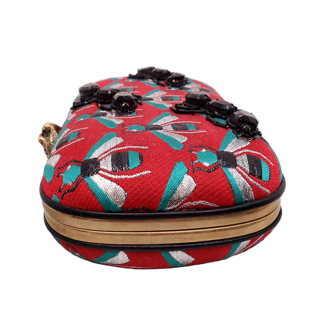 GUCCI EMBROIDERED BEE CLUTCH WITH SEQUIN DETAILS