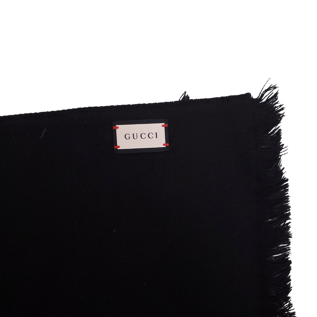 GUCCI LARGE GG MONOGRAM BLACK SCARF