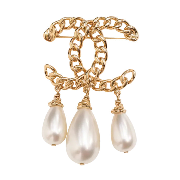CHANEL CC PEARL DROP BROOCH