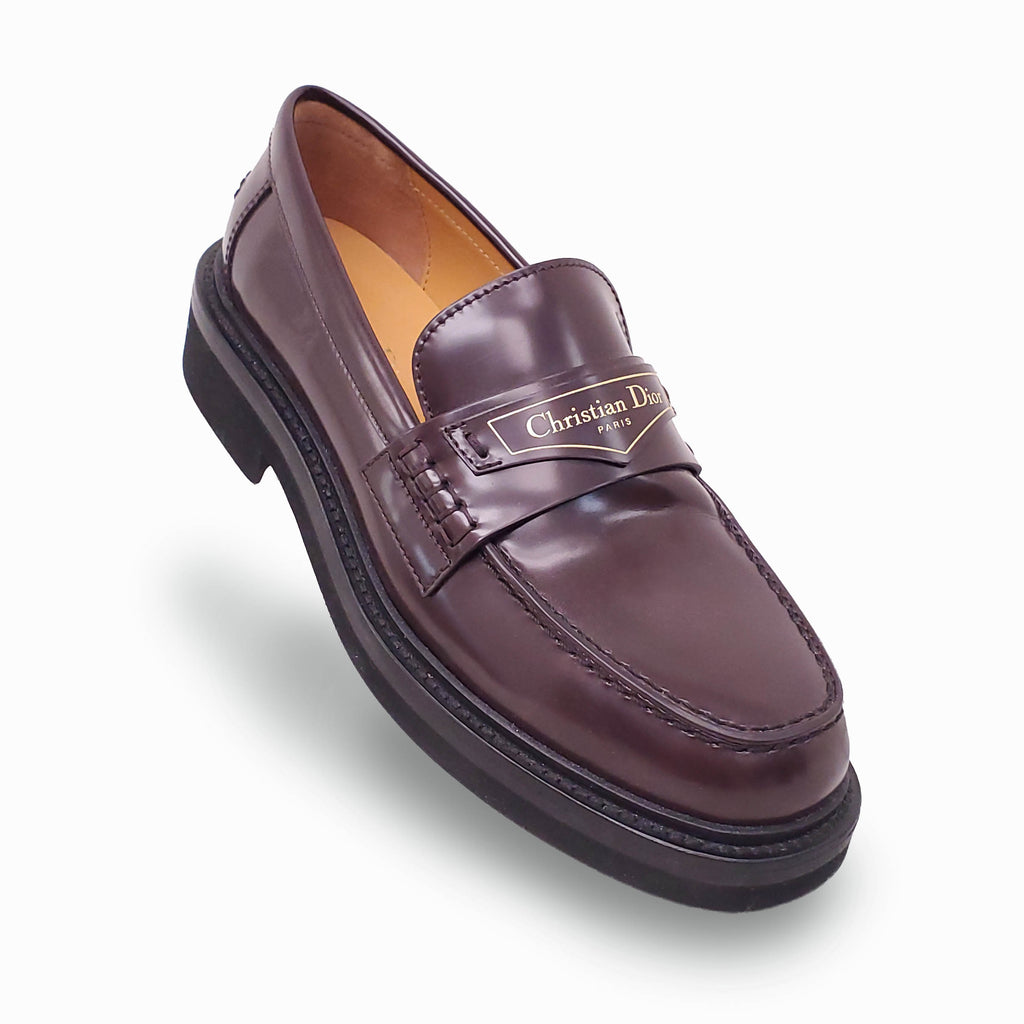 CHRISTIAN DIOR BROWN LOGO LOAFERS - SIZE 36