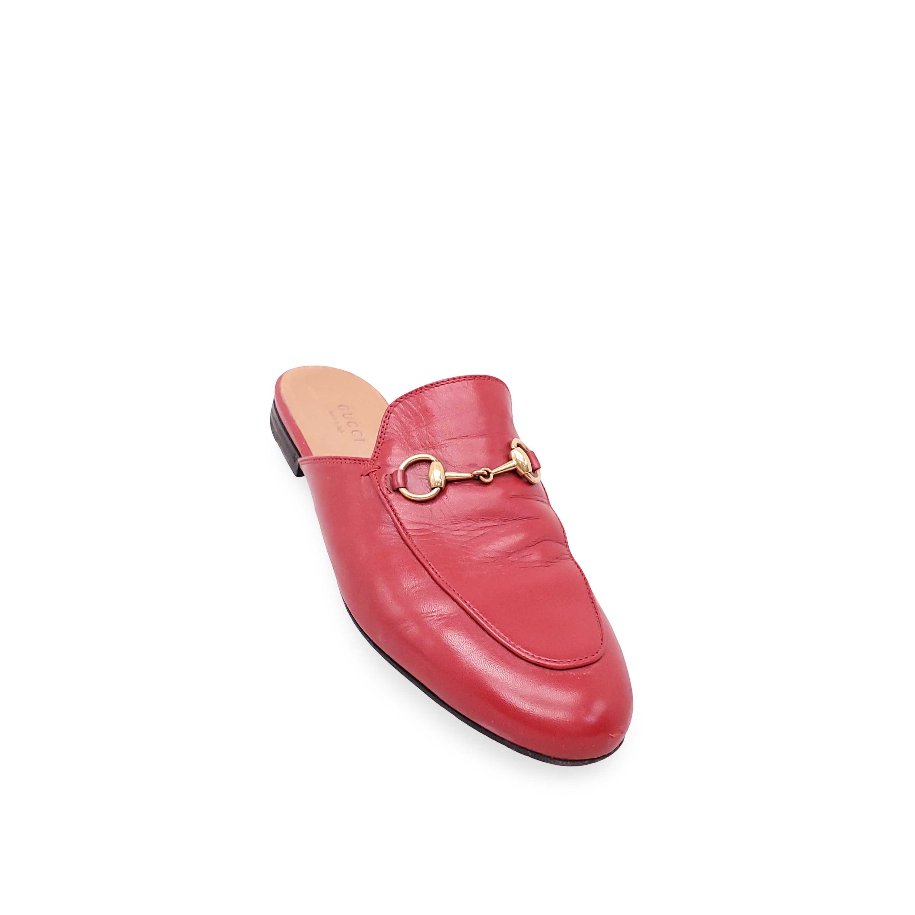 GUCCI RED LEATHER LOAFERS - SIZE 36.5