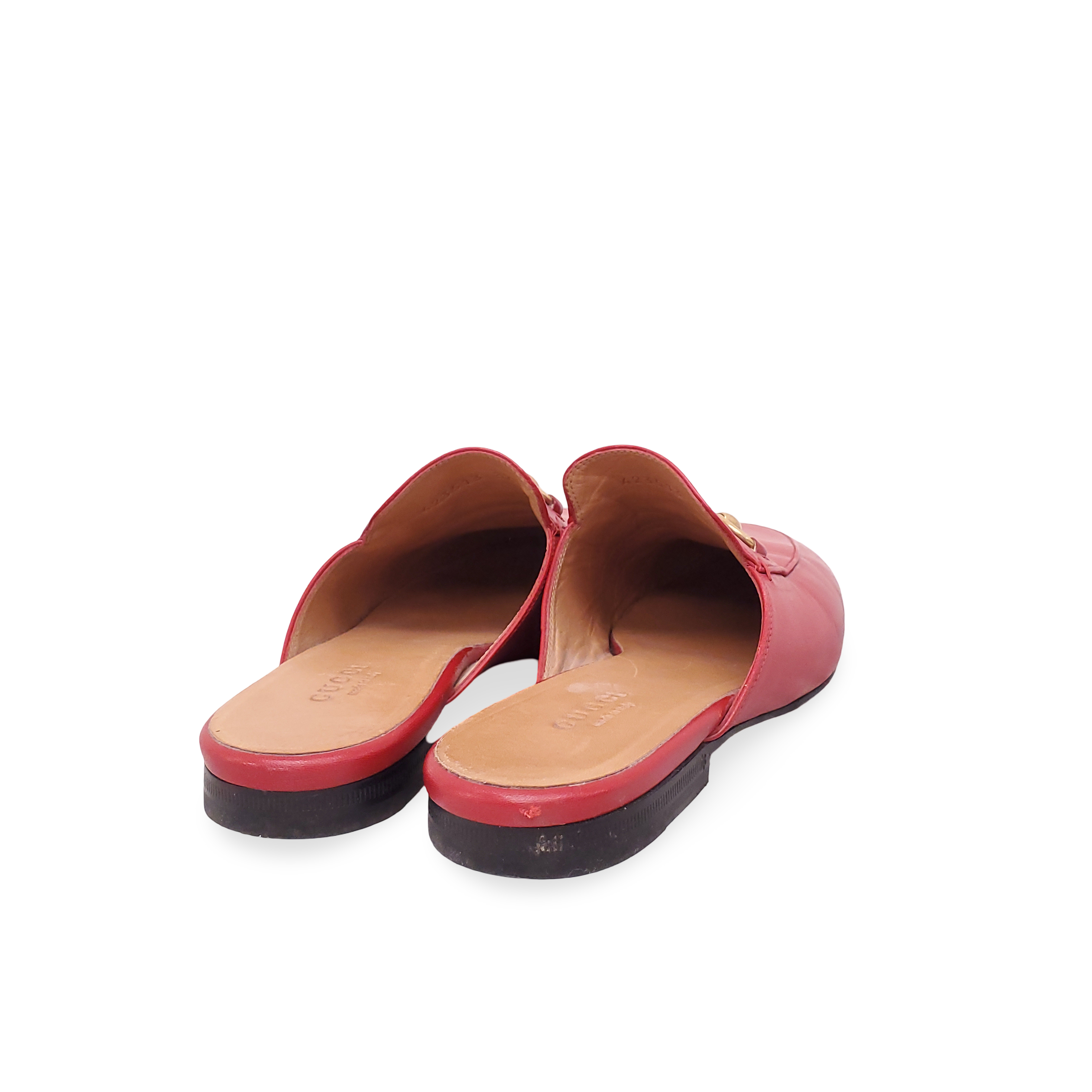 GUCCI RED LEATHER LOAFERS - SIZE 36.5