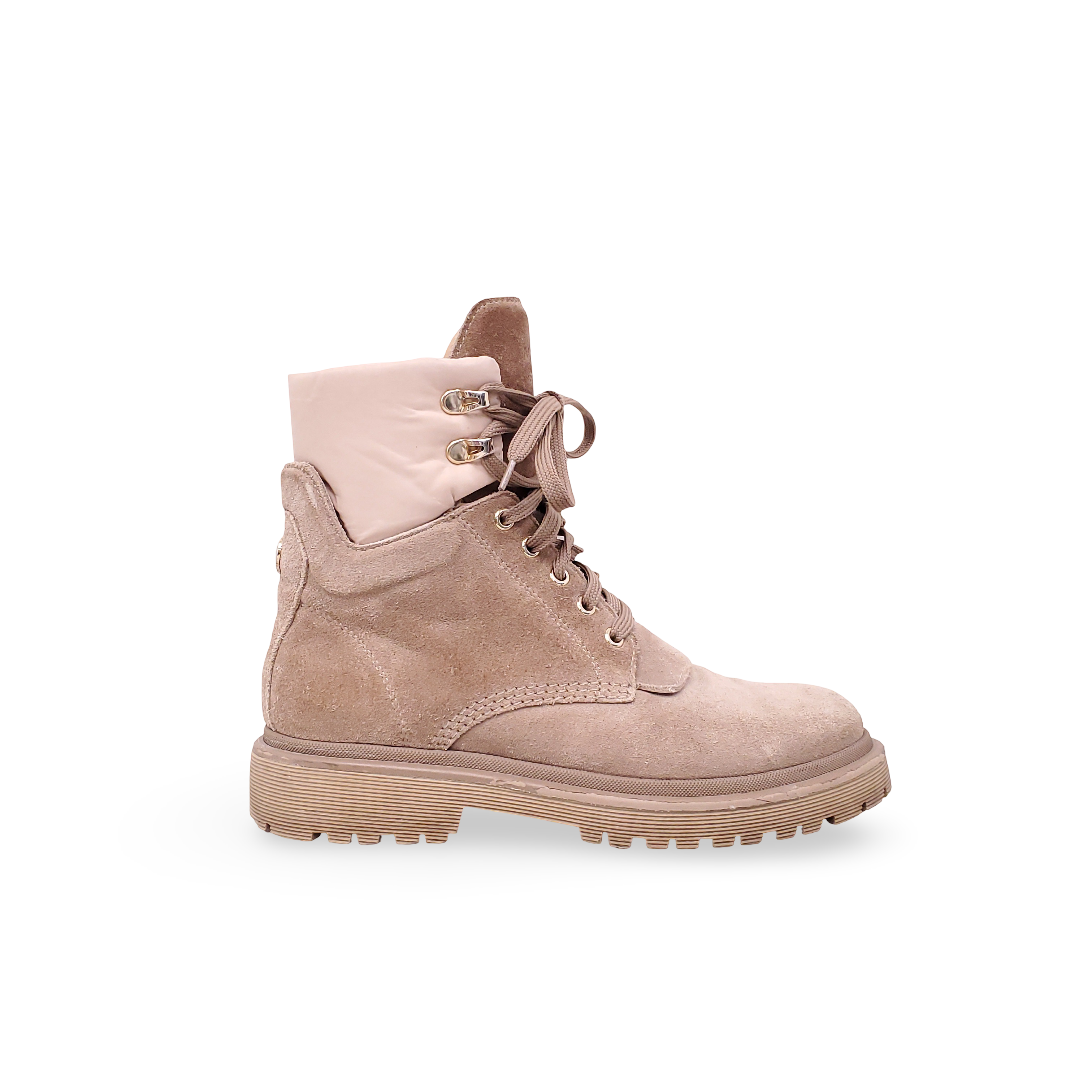 MONCLER NUDE SUEDE LOGO BOOTIES - SIZE 37