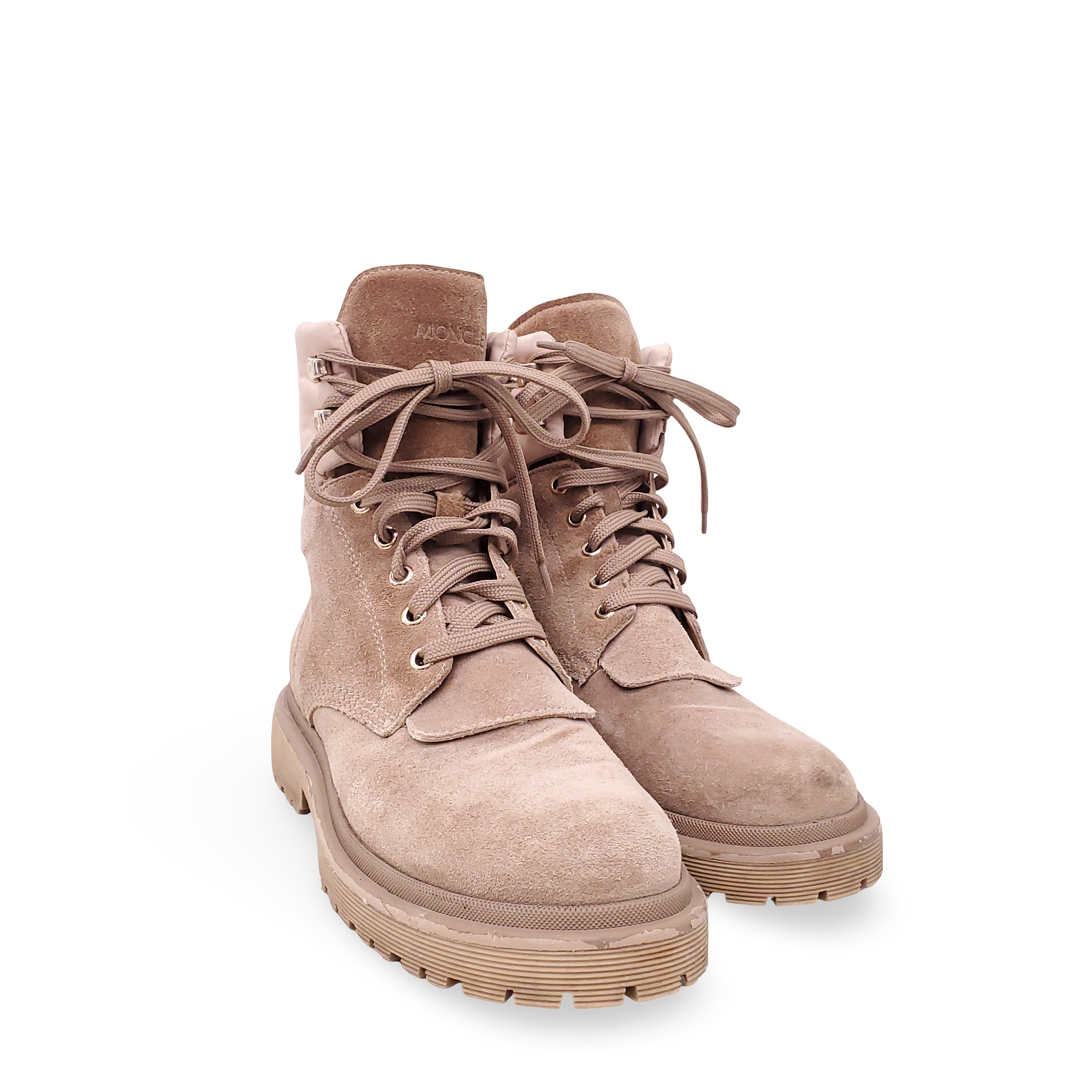 MONCLER NUDE SUEDE LOGO BOOTIES - SIZE 37