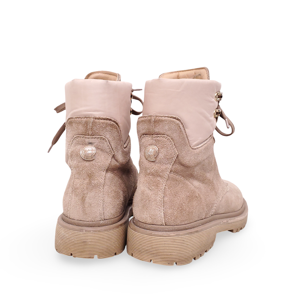 MONCLER NUDE SUEDE LOGO BOOTIES - SIZE 37