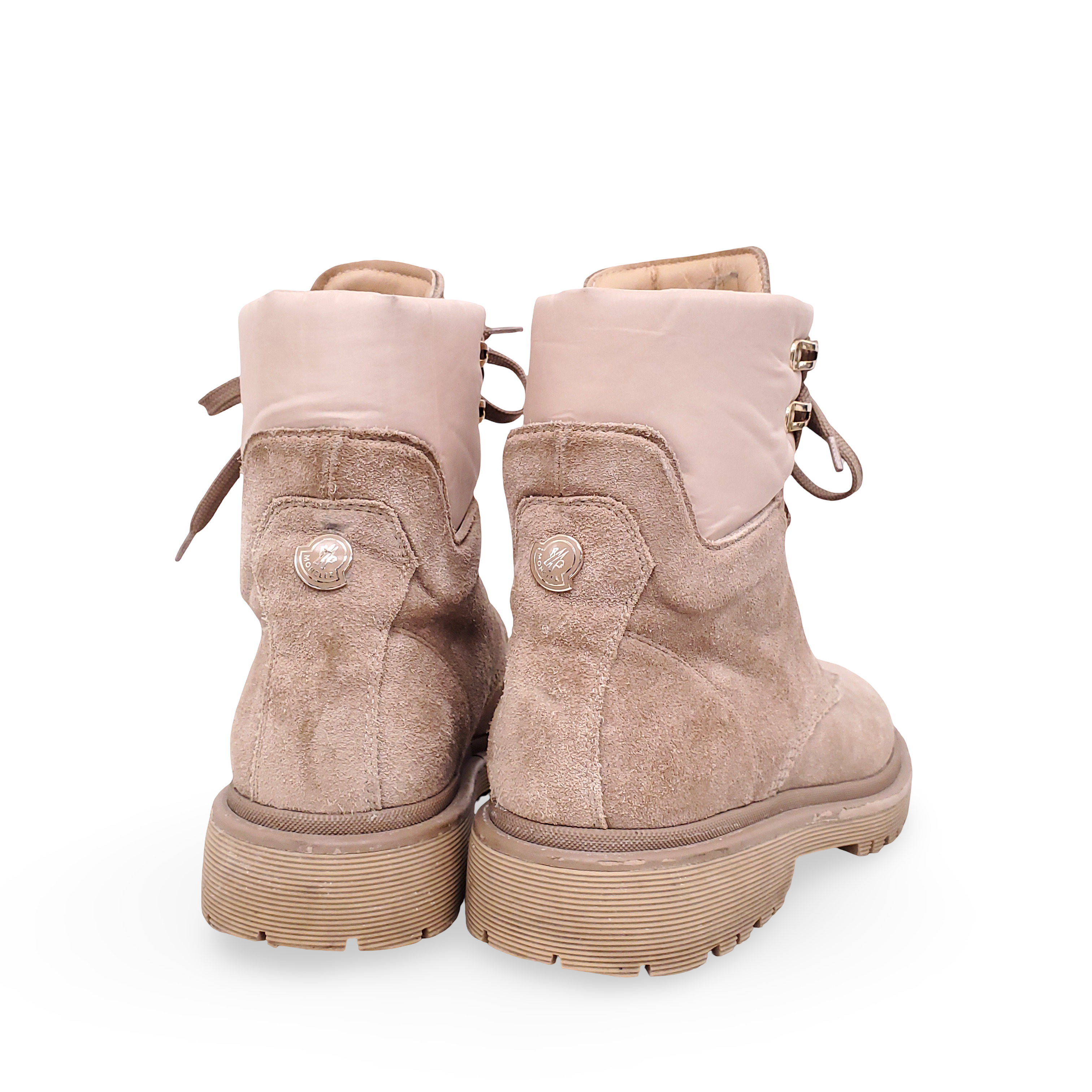 MONCLER NUDE SUEDE LOGO BOOTIES - SIZE 37