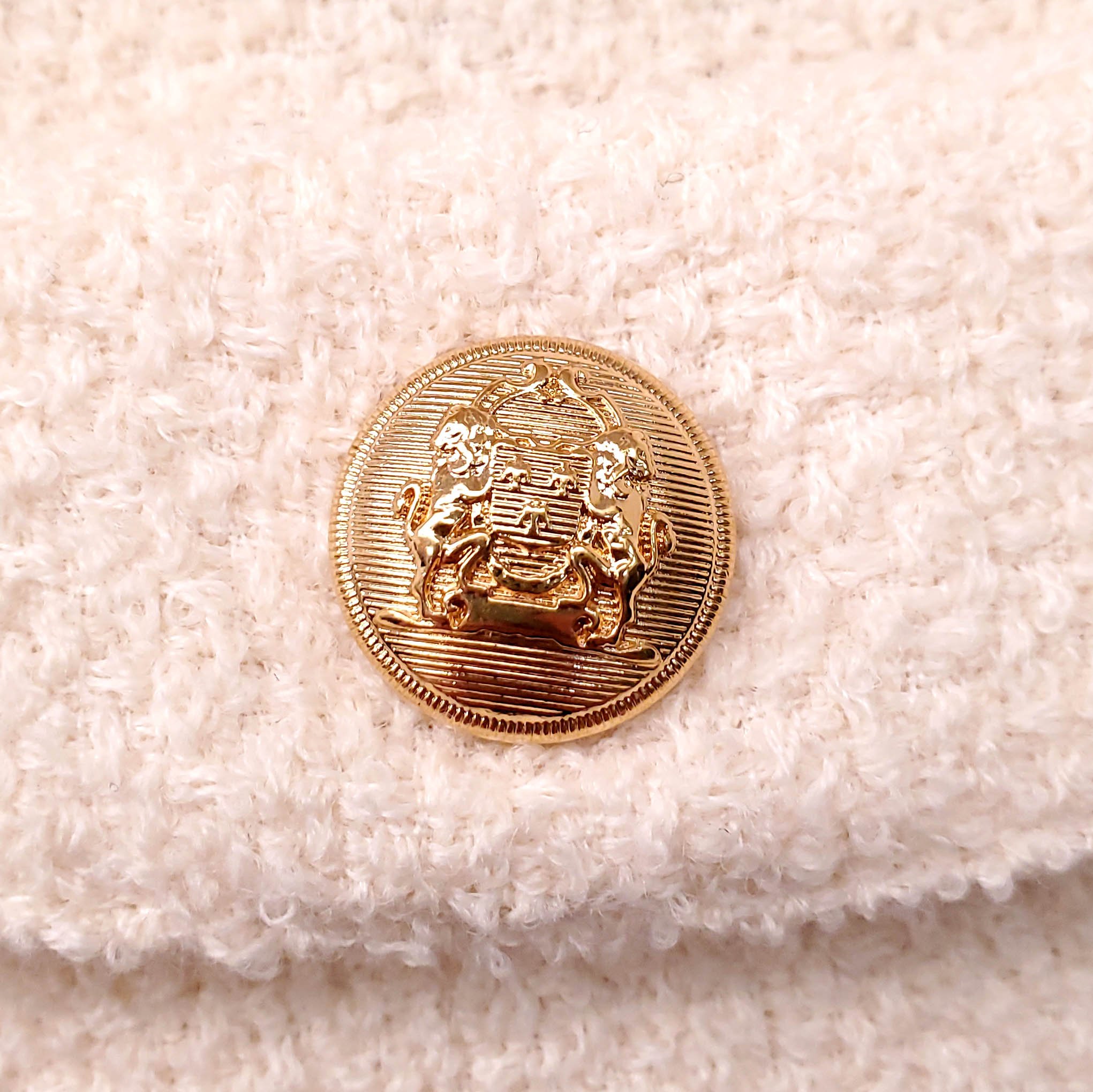 CELINE CREAM TWEED SHORT SLEEVE JACKET - SIZE 38