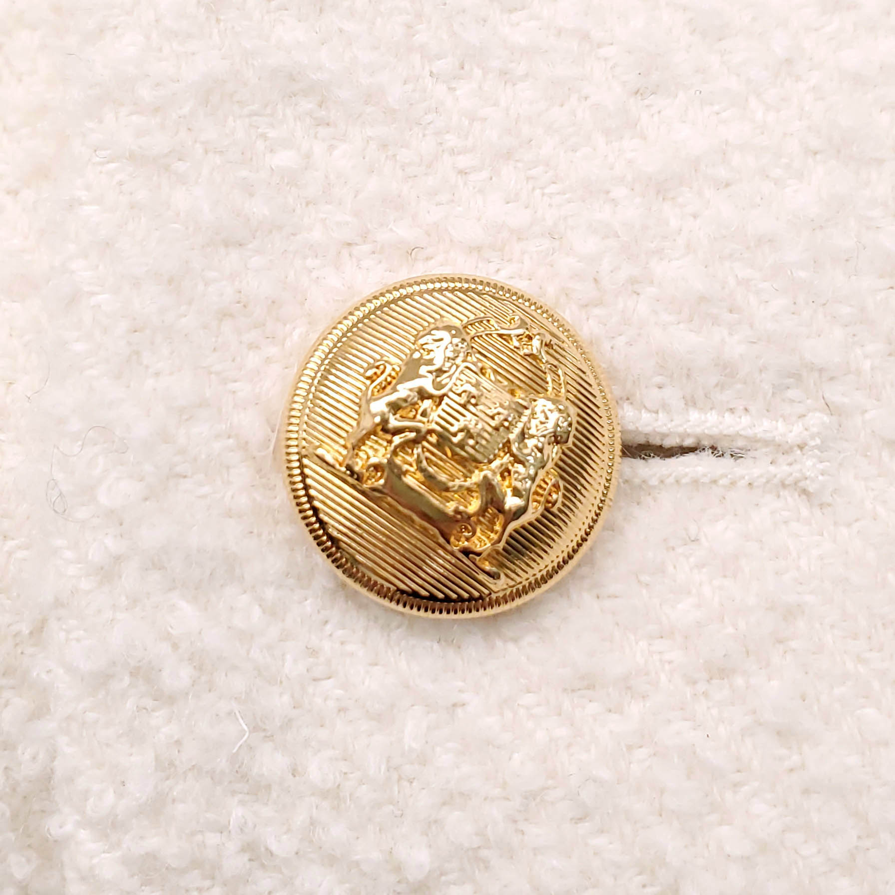 CELINE CREAM TWEED LONG SLEEVE JACKET - SIZE S