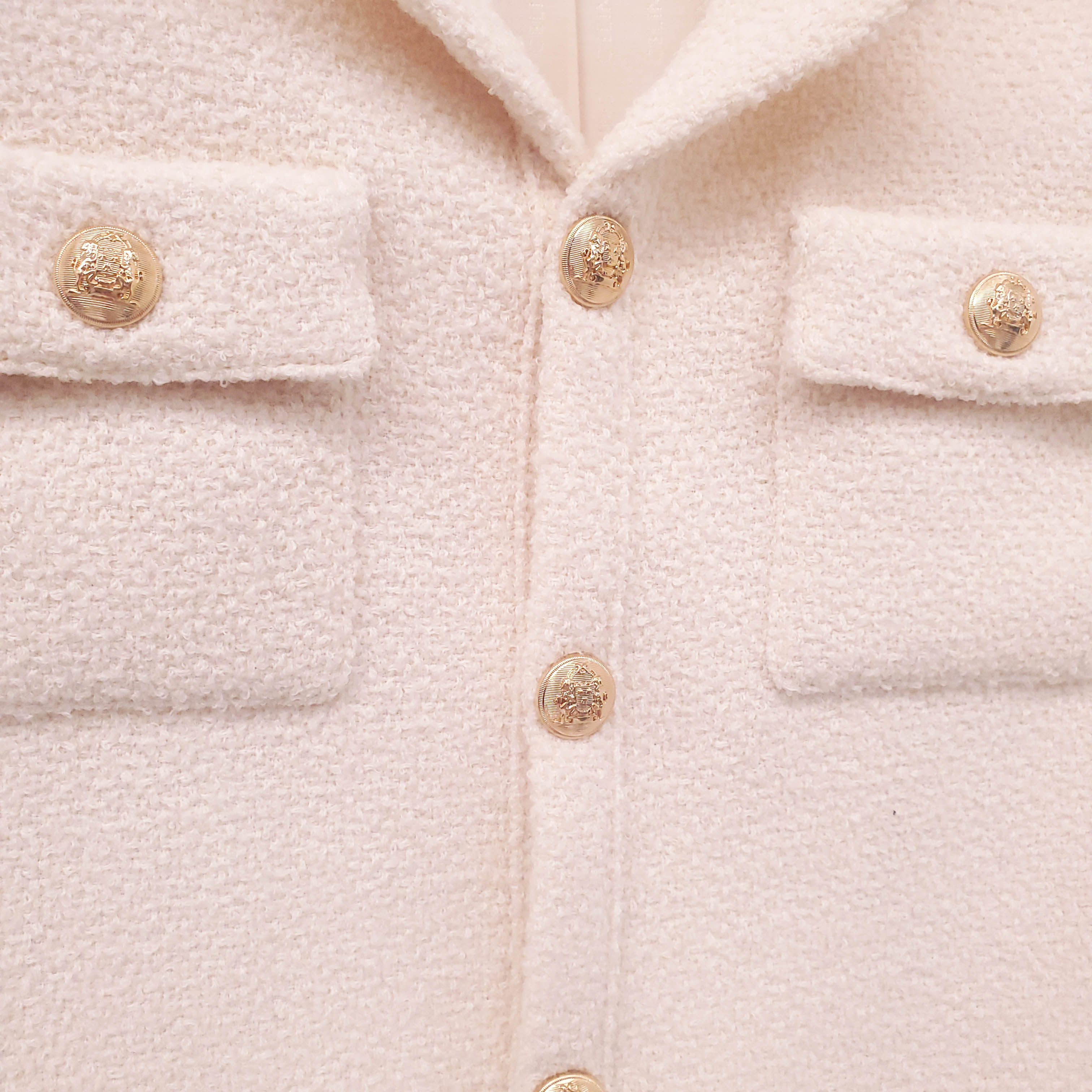 CELINE CREAM TWEED SHORT SLEEVE JACKET - SIZE 38