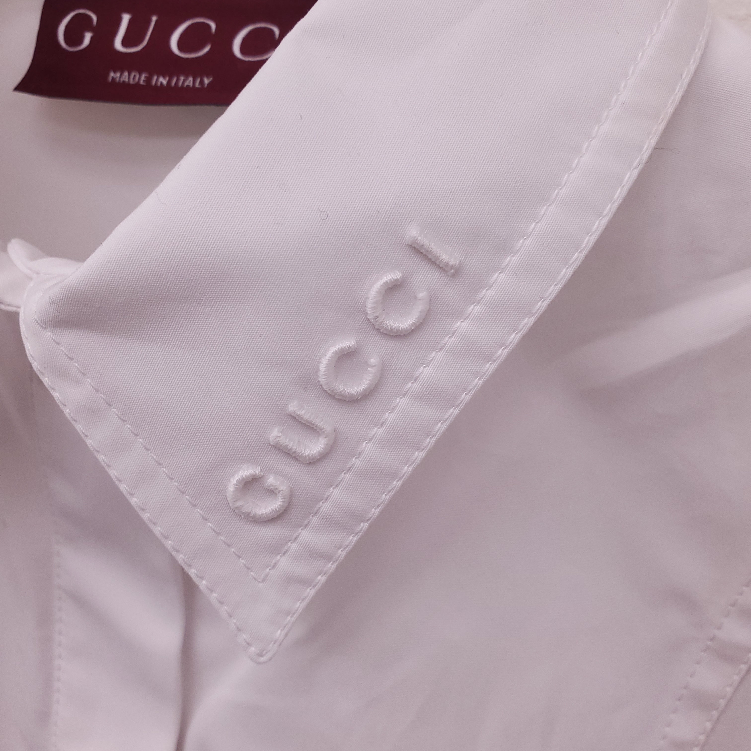 GUCCI WHITE POPLIN DRESS - SIZE 38