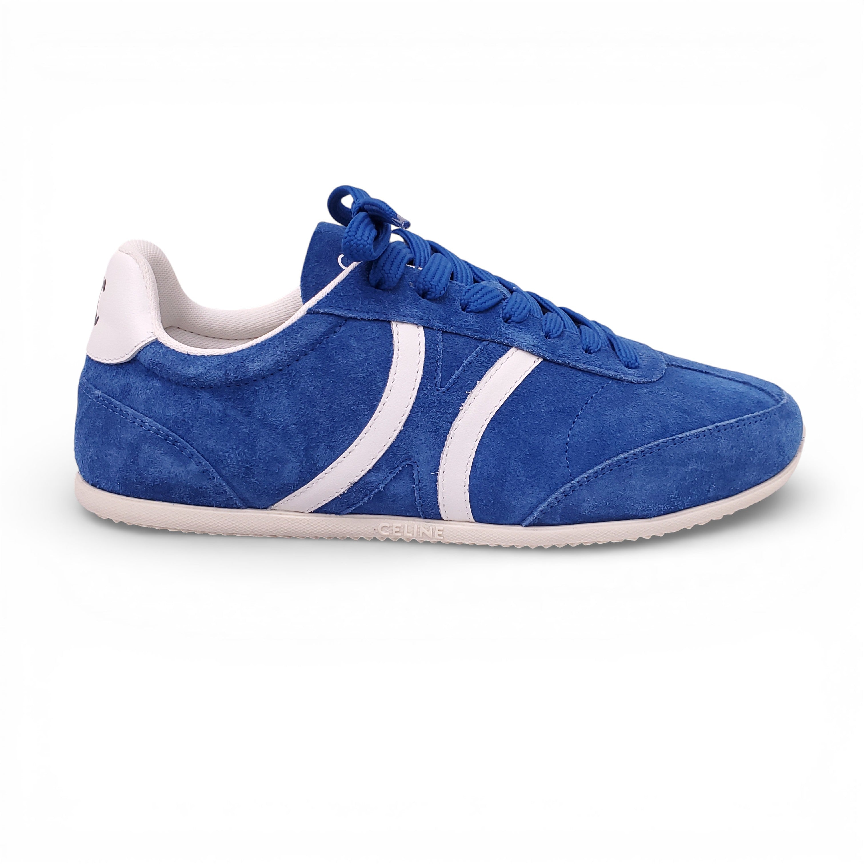 CELINE ROYAL BLUE SUEDE JOGGER LOW LACE-UP SNEAKERS - SIZE 39