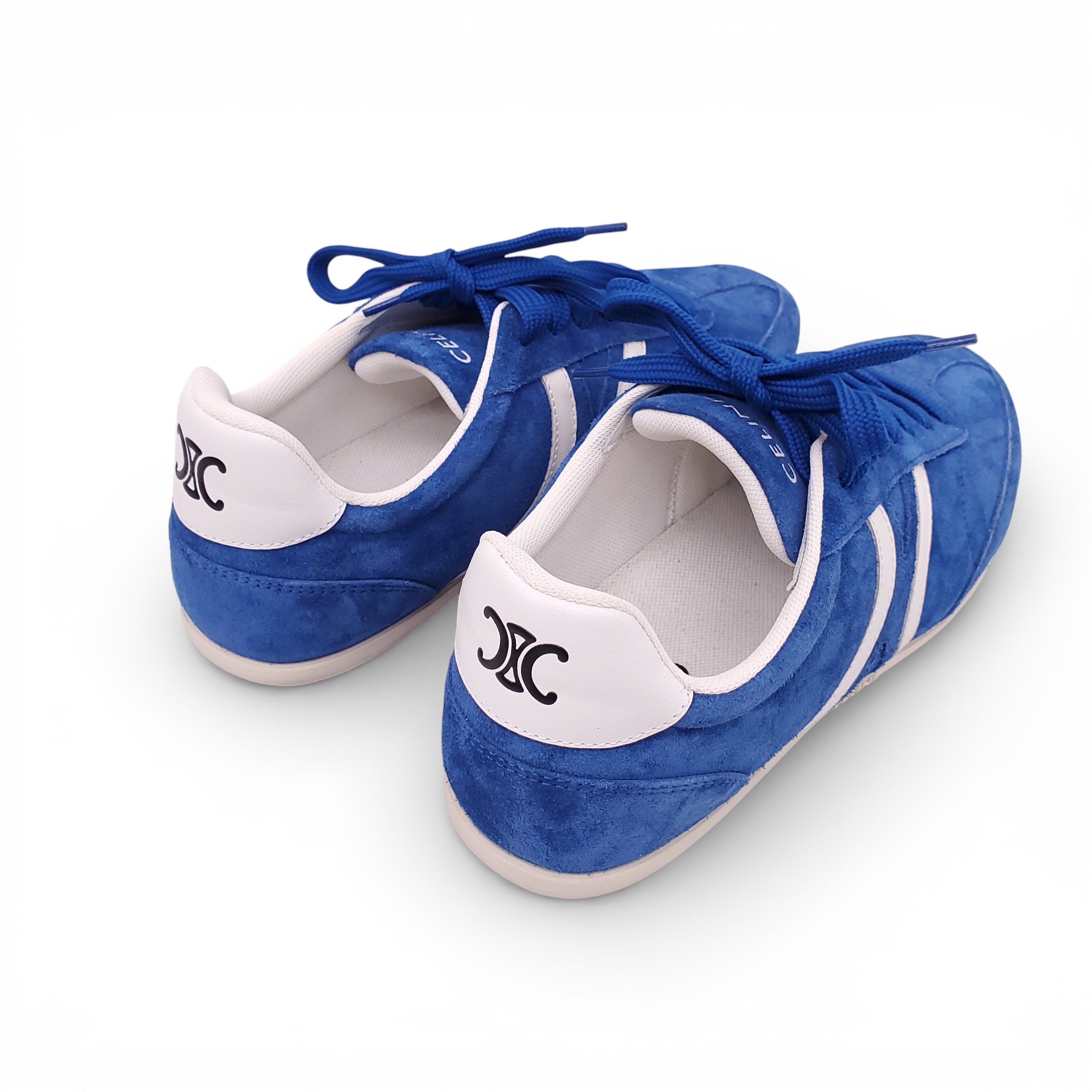 CELINE ROYAL BLUE SUEDE JOGGER LOW LACE-UP SNEAKERS - SIZE 39