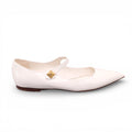 VALENTINO CREAM PATENT ROCKSTUD MARY JANE FLATS - SIZE 39