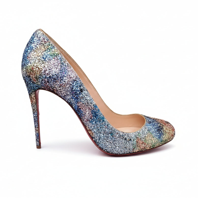 CHRISTIAN LOUBOUTIN MULTICOLOURED SPARKLE HEELS - SIZE 40.5