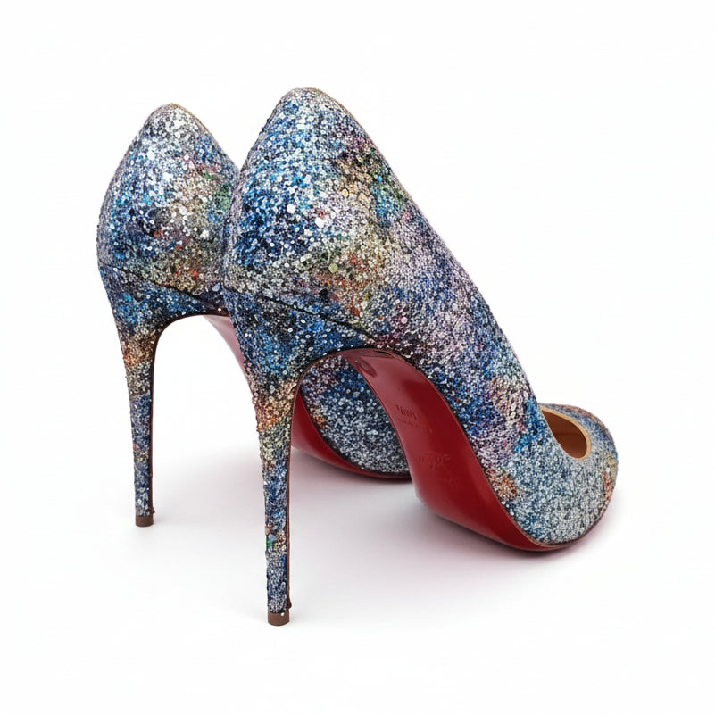 CHRISTIAN LOUBOUTIN MULTICOLOURED SPARKLE HEELS - SIZE 40.5