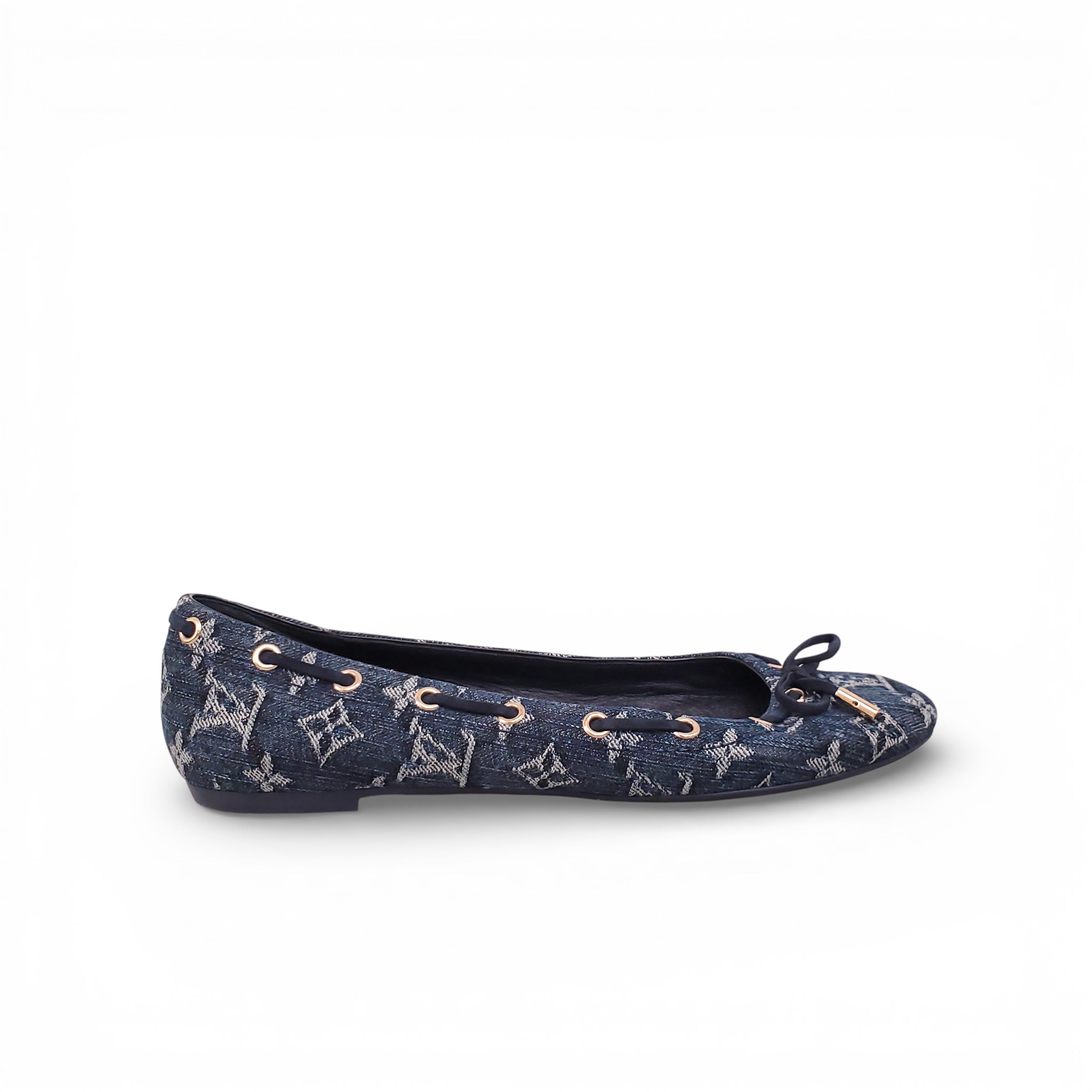 LOUIS VUITTON MONOGRAM DENIM FLATS - SIZE 40