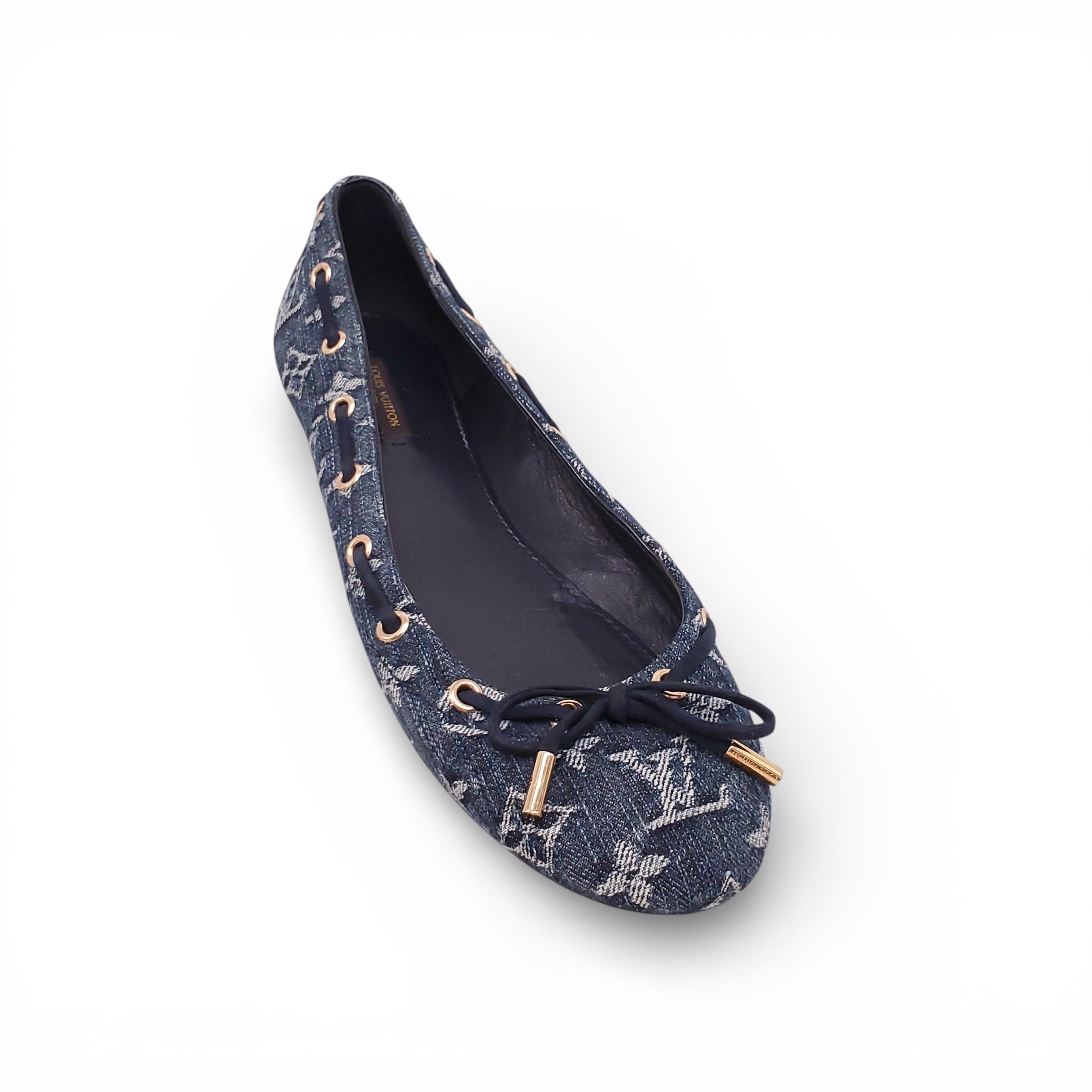 LOUIS VUITTON MONOGRAM DENIM FLATS - SIZE 40