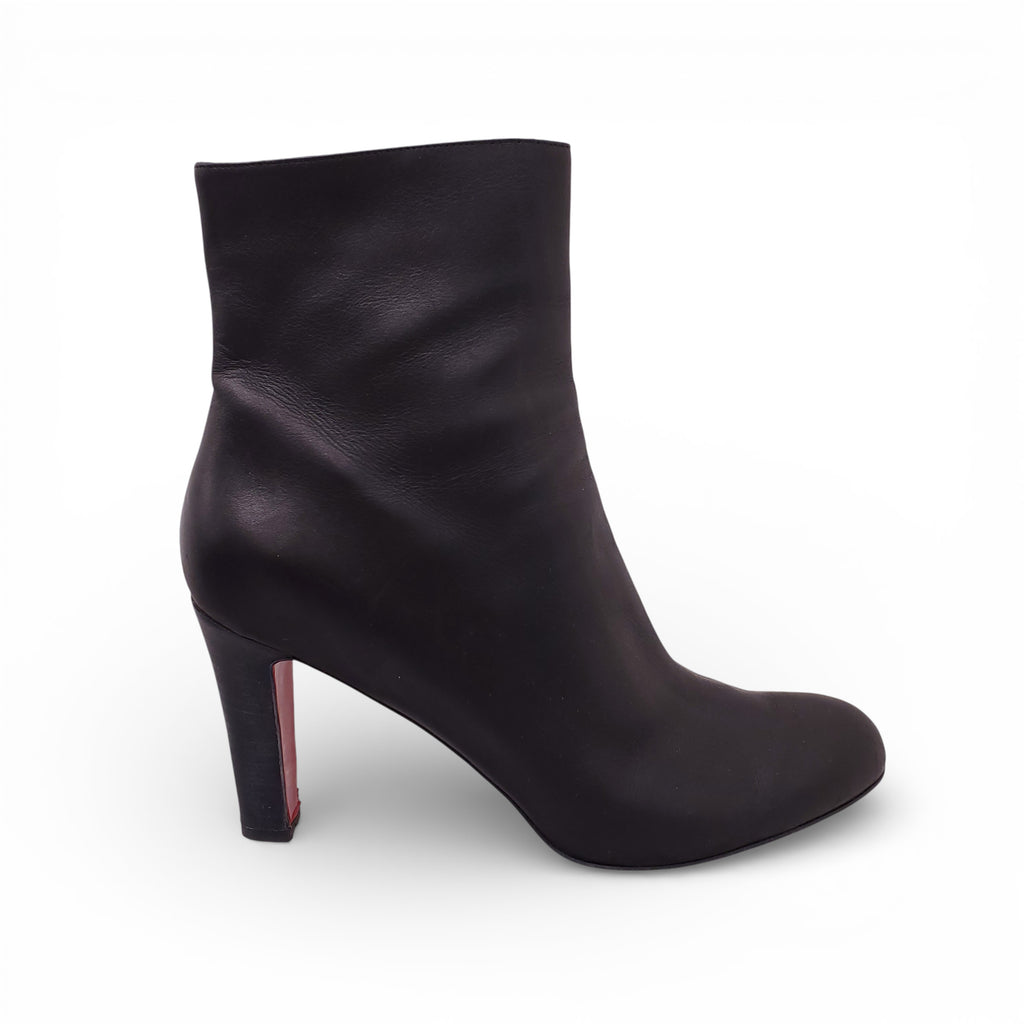 CHRISTIAN LOUBOUTIN BLACK LEATHER BOOTIES - SIZE 40.5