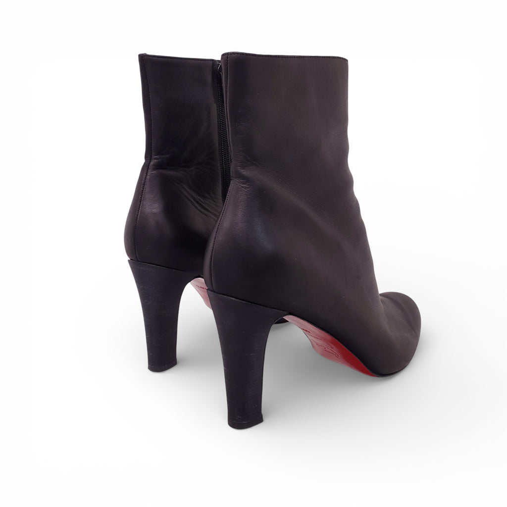 CHRISTIAN LOUBOUTIN BLACK LEATHER BOOTIES - SIZE 40.5
