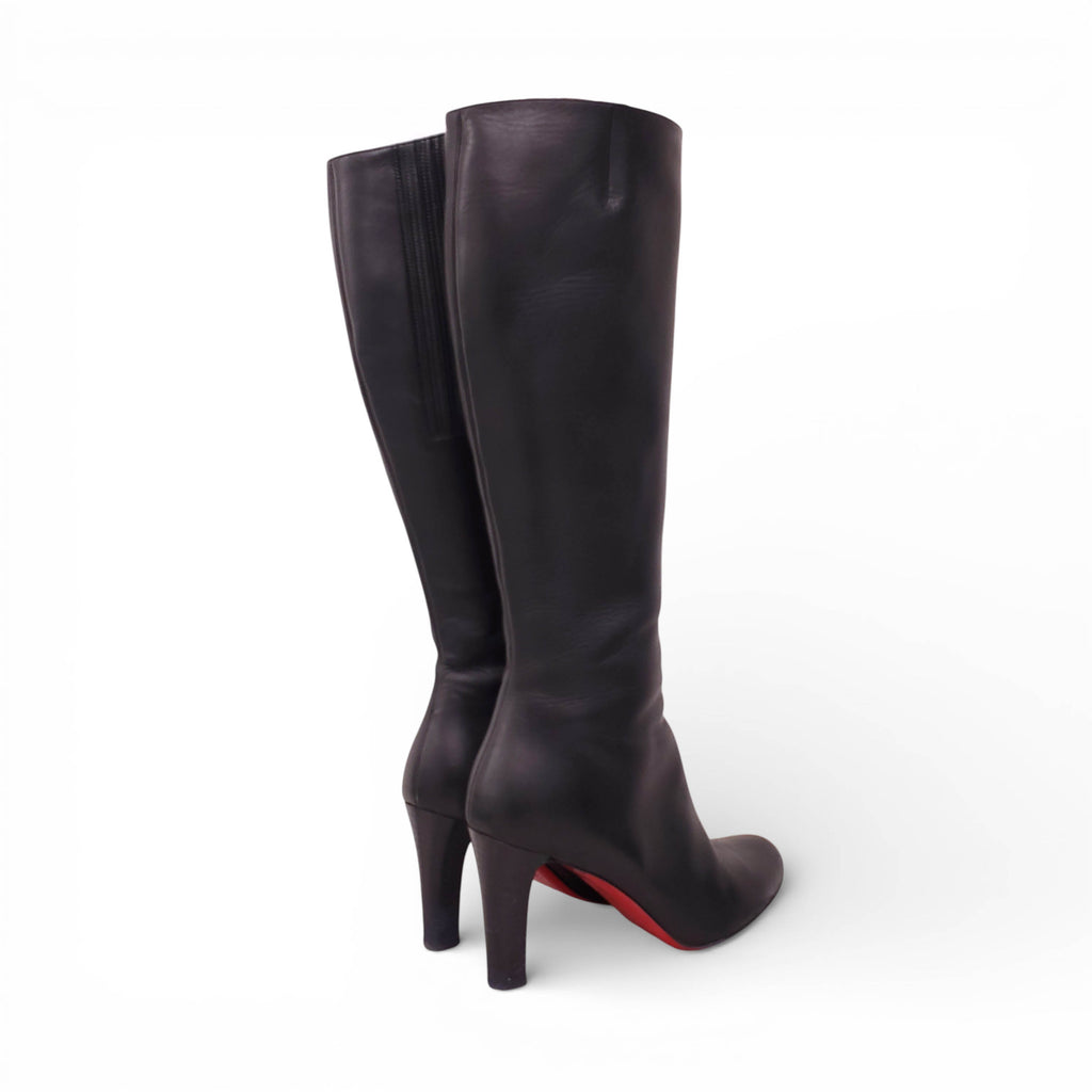 CHRISTIAN LOUBOUTIN BLACK LEATHER CALF BOOTS - SIZE 40.5