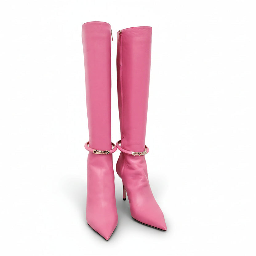 JIMMY CHOO PINK LEATHER BOOTIES - SIZE 41