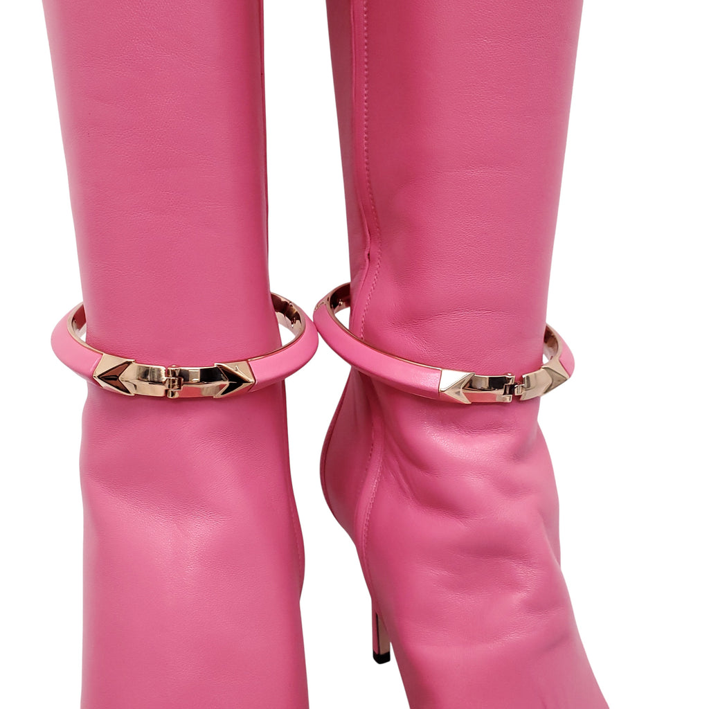 JIMMY CHOO PINK LEATHER BOOTIES - SIZE 41
