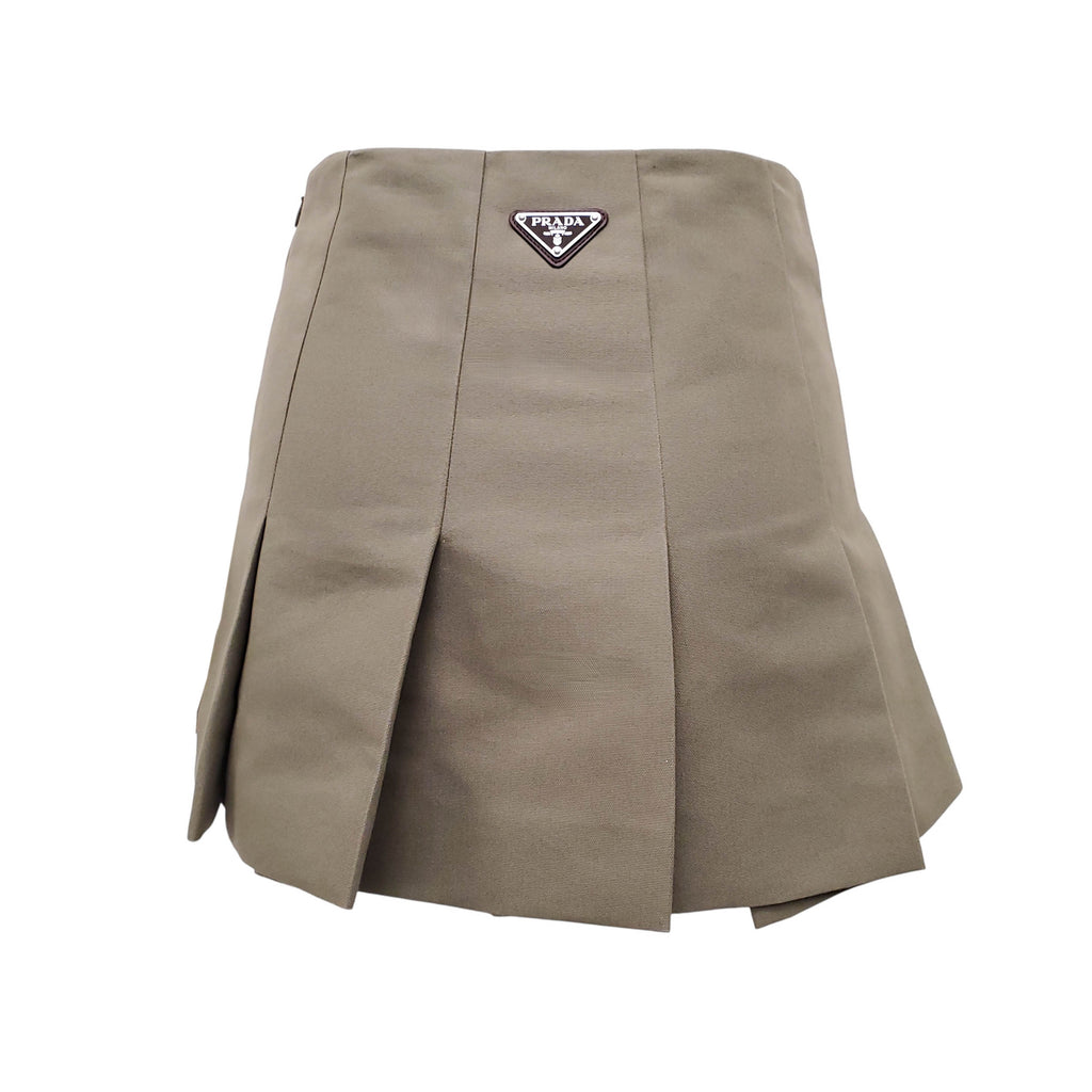 PRADA TRIANGLE LOGO CANVAS MINI SKIRT - SIZE 36