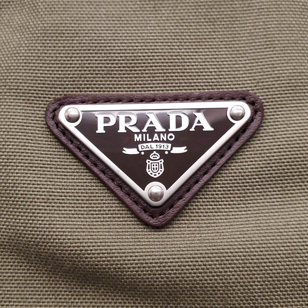 PRADA TRIANGLE LOGO CANVAS MINI SKIRT - SIZE 36