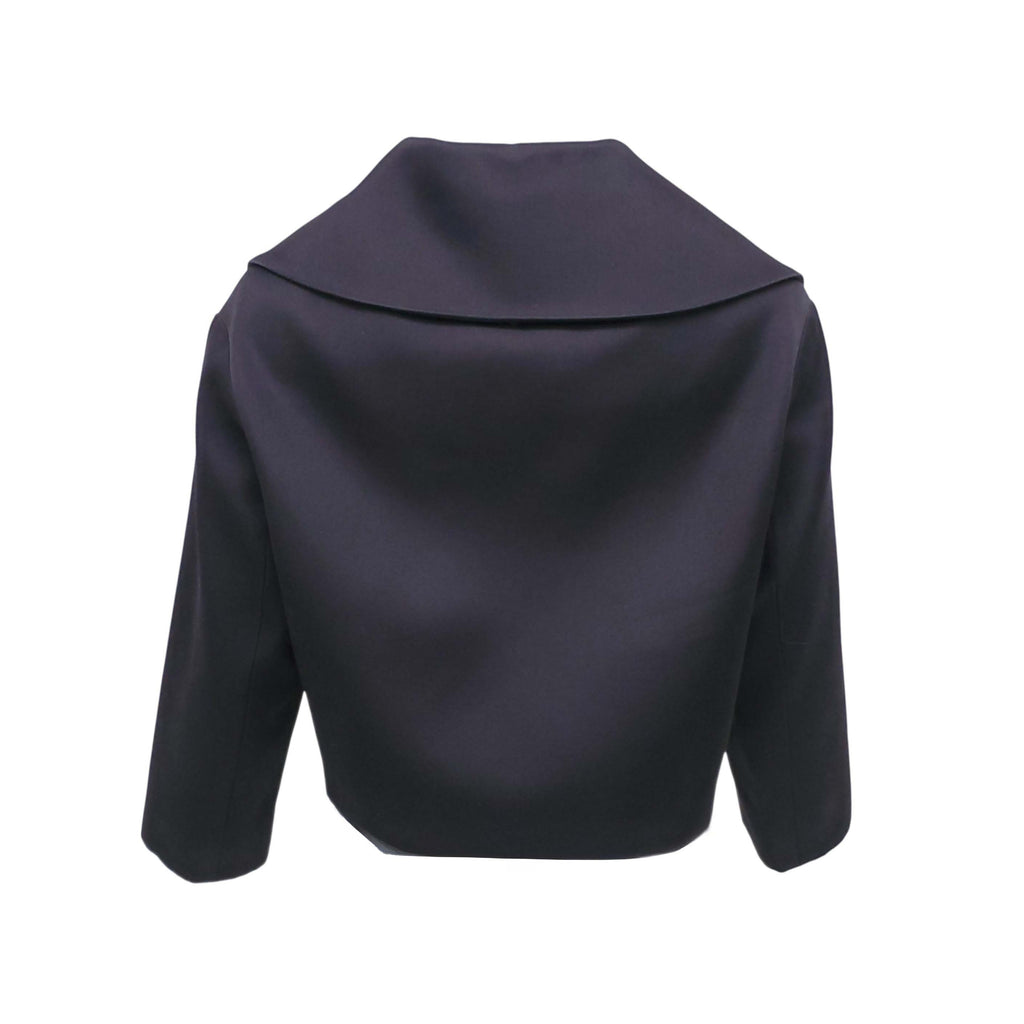 PRADA BLACK CROPPED JACKET WITH BEADING - SIZE 42
