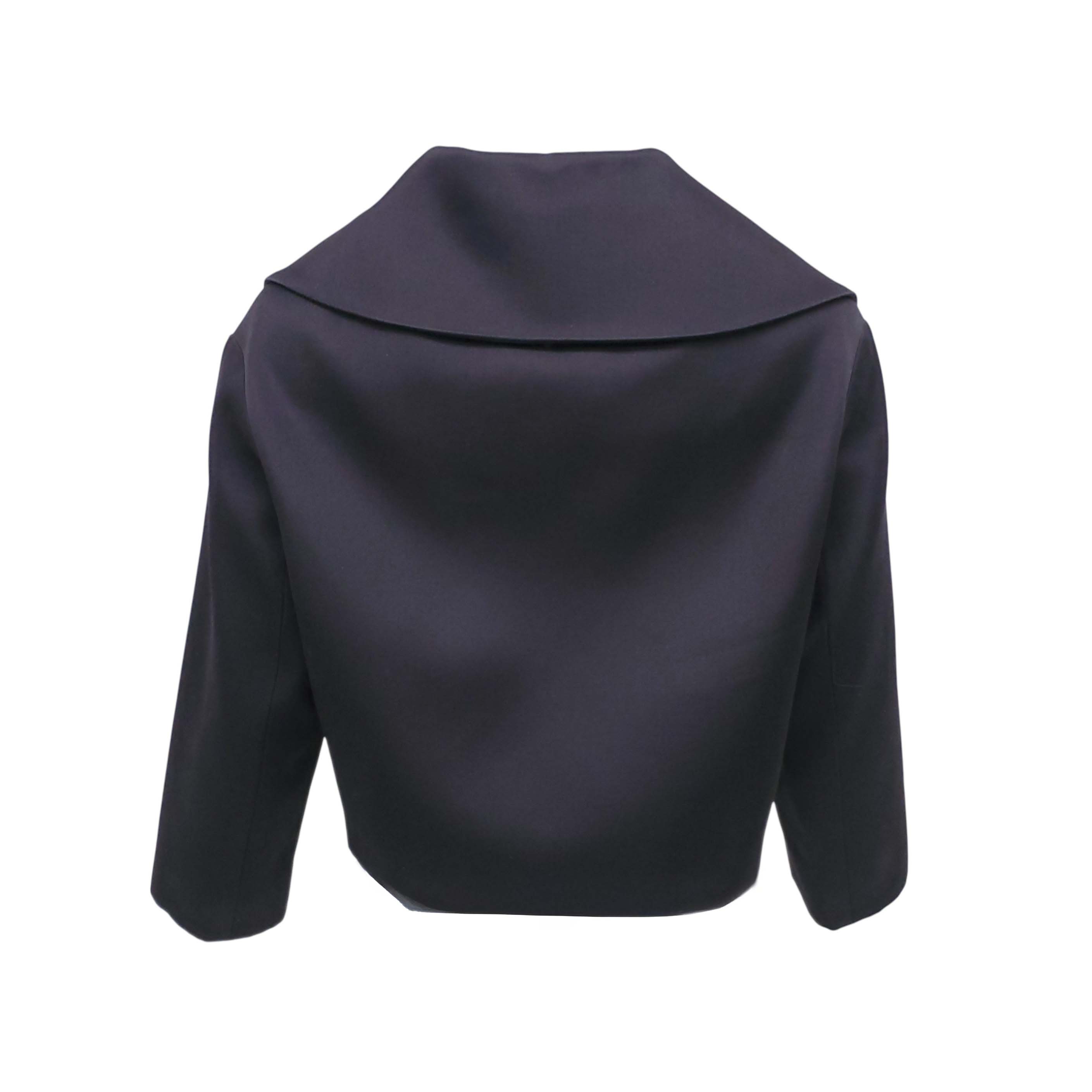 PRADA BLACK CROPPED JACKET WITH BEADING - SIZE 42